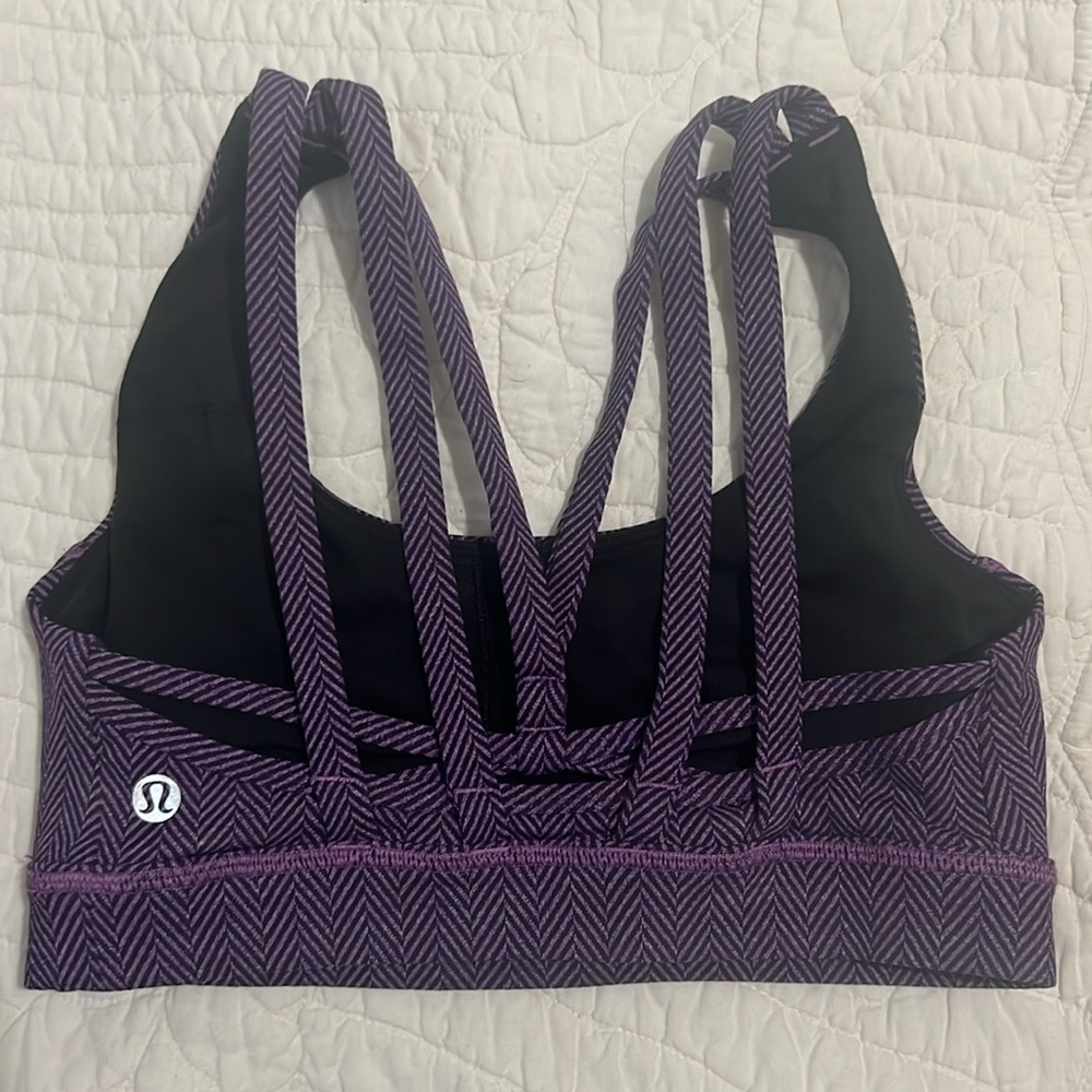 Purple Lululemon Energy Bra H3DC Sport Top Run Cross Size 4